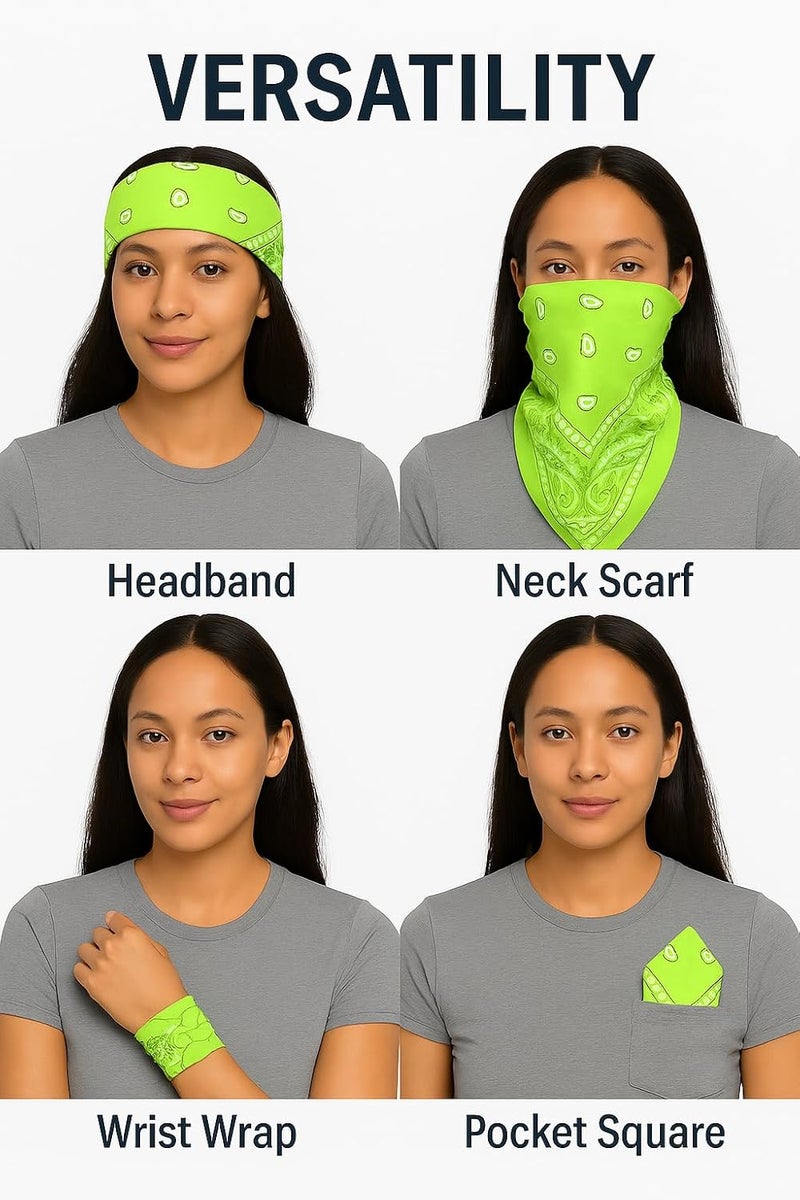 SUNRIBE 3 Pack Paisley Bandanas – 100% Cotton Square 21x21 Head Wrap, Headband, Face Cover, Neck Scarf for Men & Women - Image 3